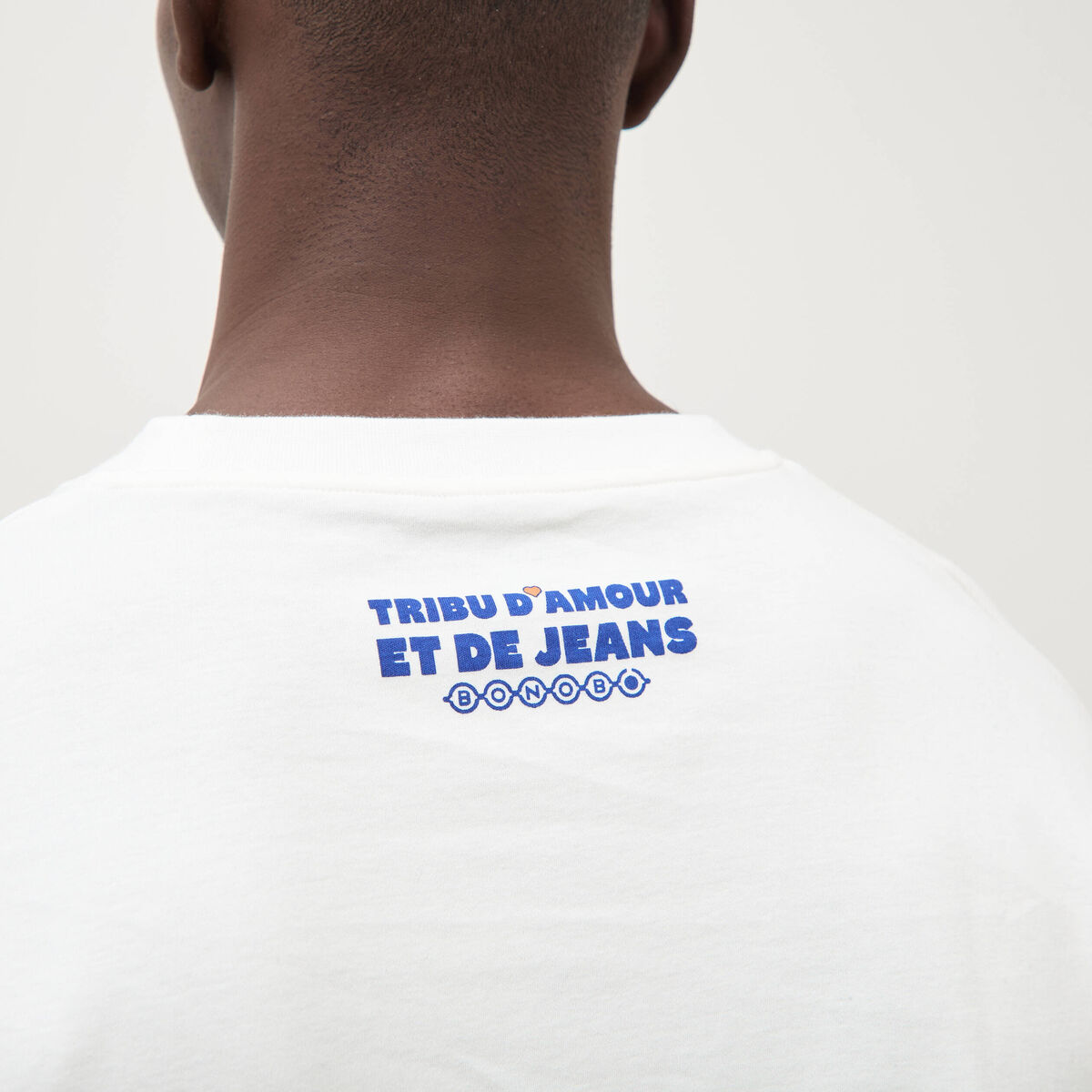 T-shirt droit col rond manches courtes ecru homme