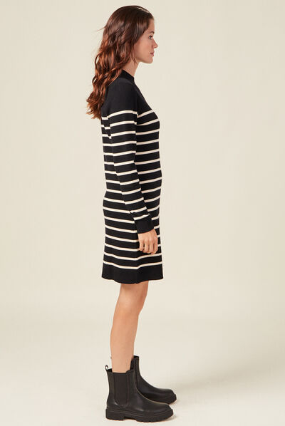 Robe pull éco-responsable noir femme