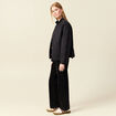 Veste oversize manches longues doubl&eacute;e gris fonc&eacute; femme