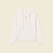 Pull &agrave; capuche zipp&eacute; creme femme