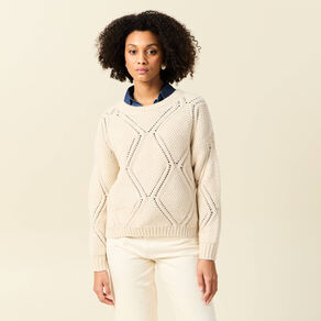 Pull manches longues ecru femme
