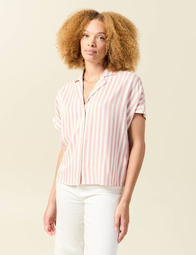 Chemise manches courtes fluide rose clair femme