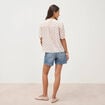 Chemise droite col v manches courtes rose femme