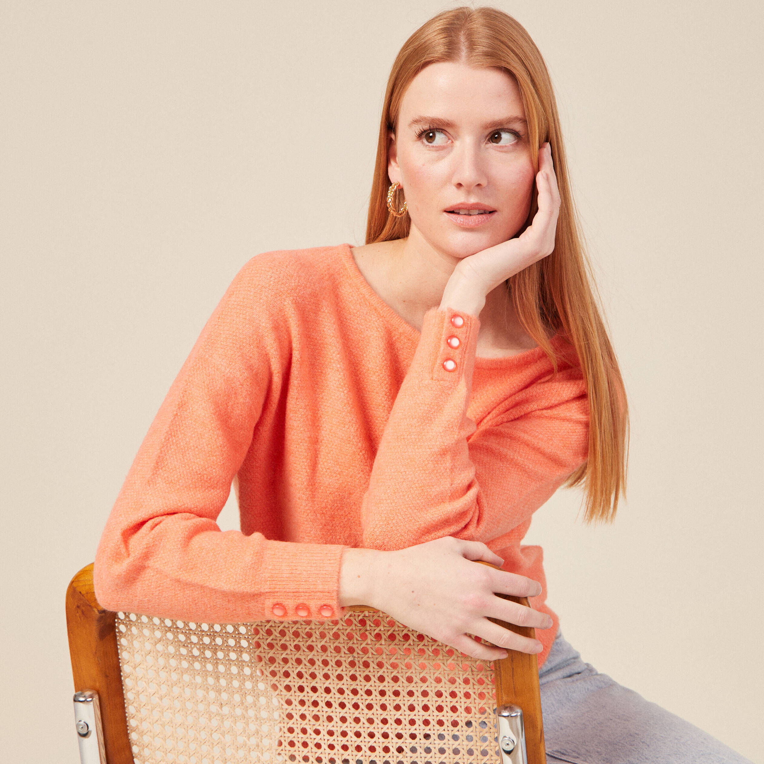 Pull orange sales fluo femme