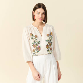 Blouse manches 3/4 blanc femme