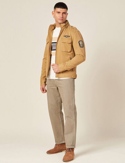 Pull fin col rond manches longues ecru homme