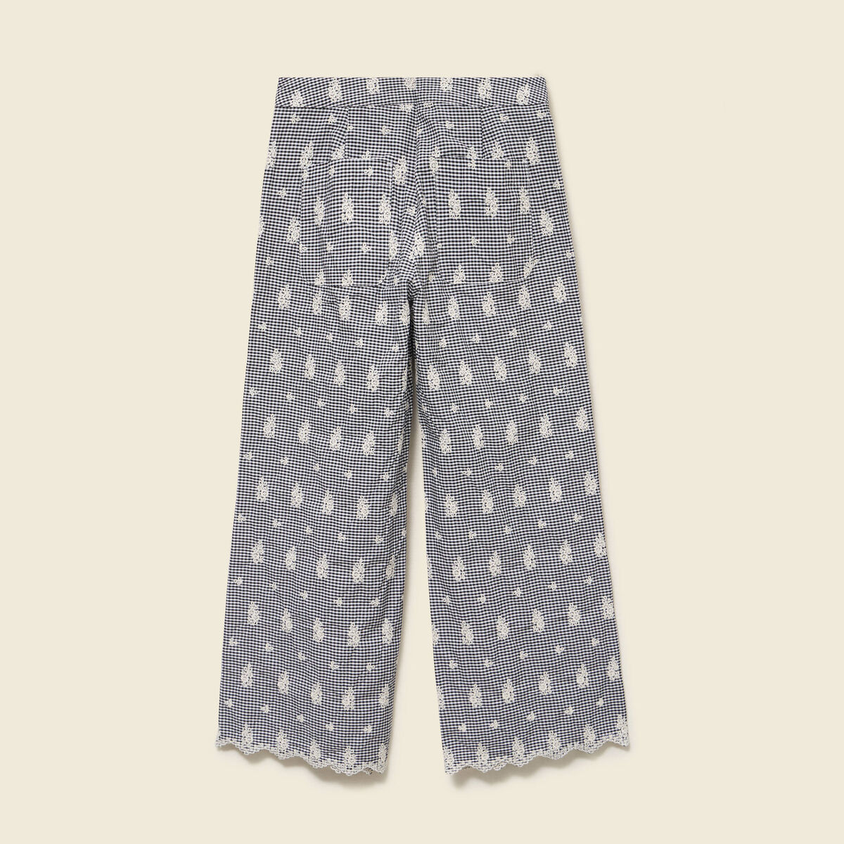 Pantalon loose longueur 3/4 en coton ecru femme