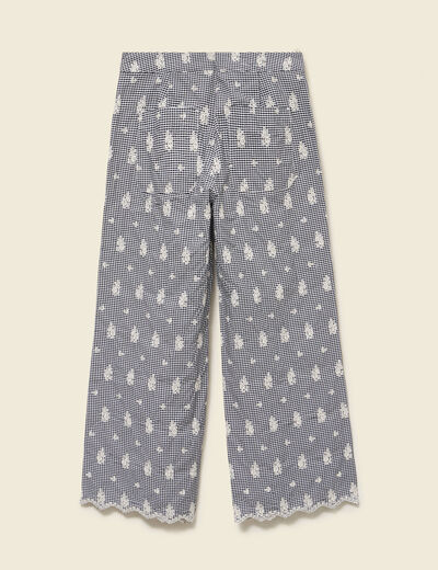 Pantalon loose longueur 3/4 en coton ecru femme