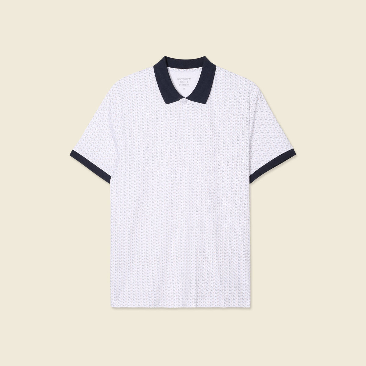 Polo cintr&eacute; en coton manches courtes blanc homme