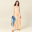 Robe longue évasée à bretelles orange clair femme