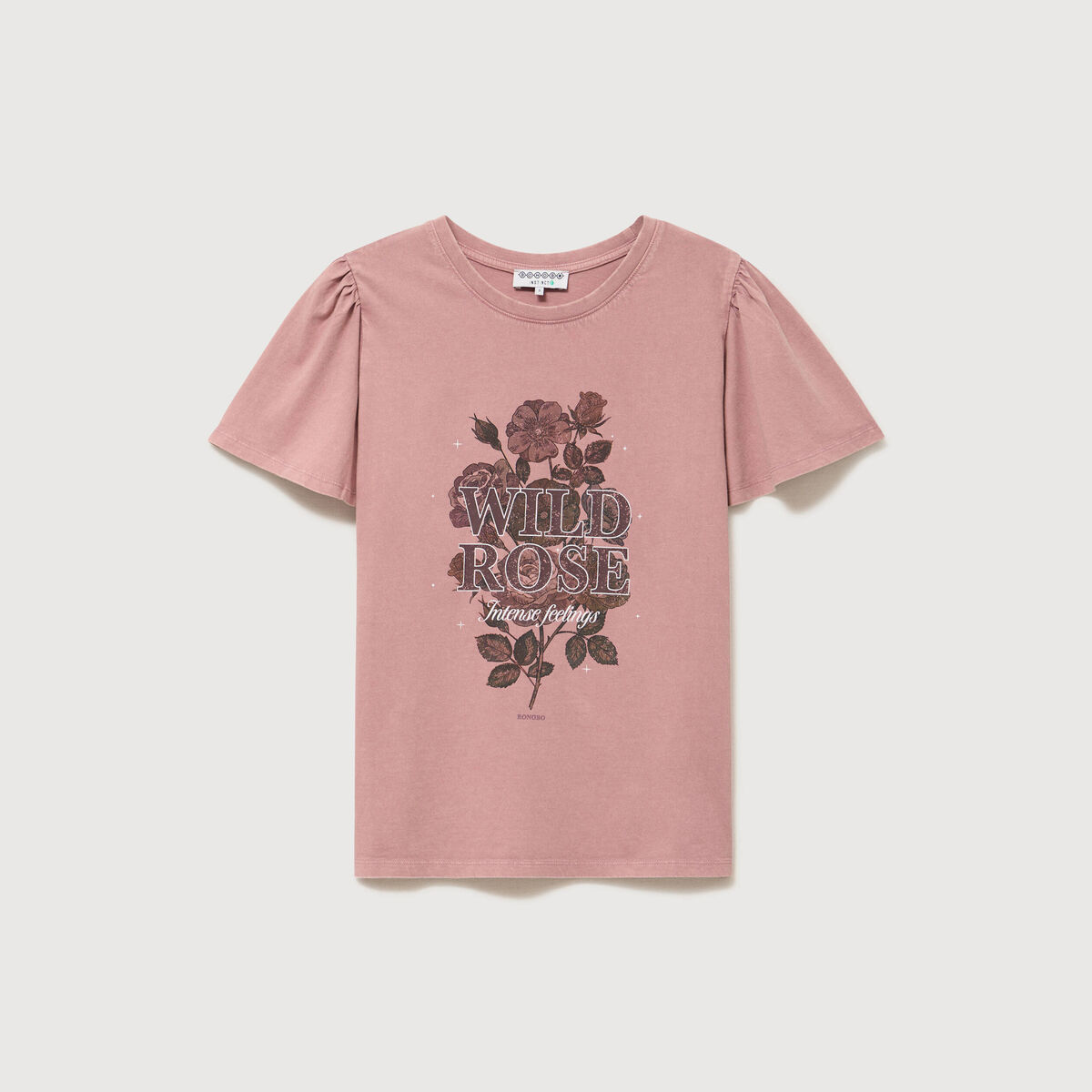 T-shirt col rond manches courtes vieux rose femme