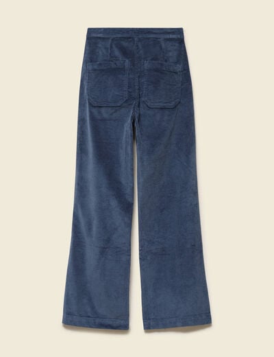 Pantalon large taille haute en velours gris femme