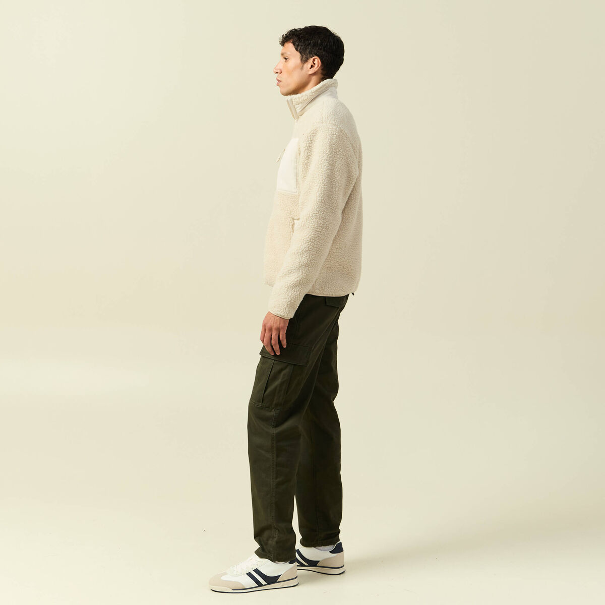 Sweat effet polaire manches longues sable homme