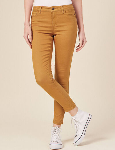 Pantalon skinny push-up 7/8ème beige femme