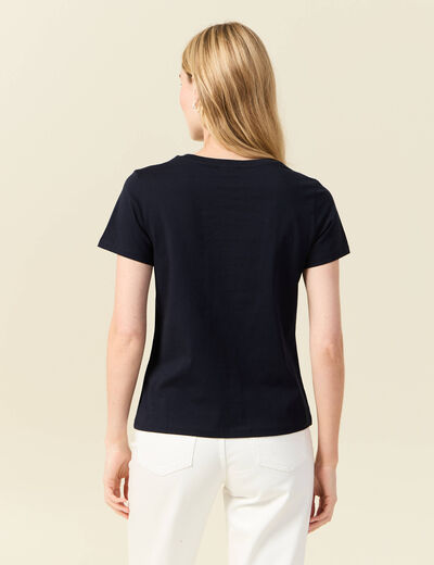 T-shirt manches courtes bleu marine femme