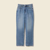 Jeans straight taille haute 7/8&egrave;me bleu femme