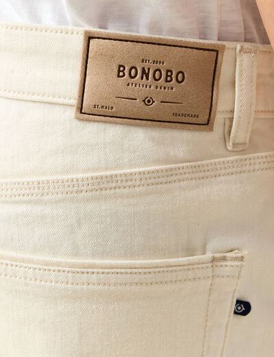 Jeans straight 5 poches ecru homme