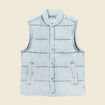 Doudoune sans manches en jean denim bleach homme