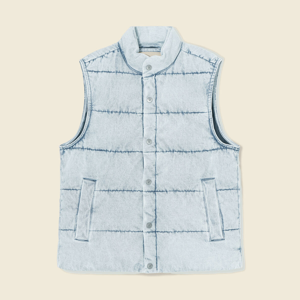 Doudoune sans manches en jean denim bleach homme