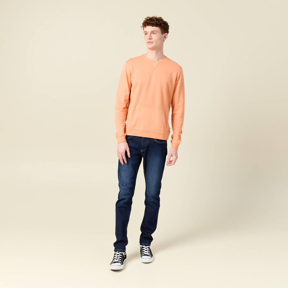 Sweat manches longues orange corail homme