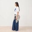 T-shirt droit cropped manches coude ecru femme