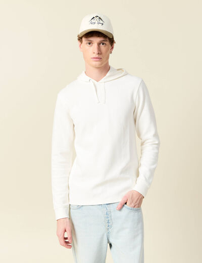 T-shirt à capuche ecru homme
