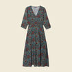 Robe longue évasée noir femme