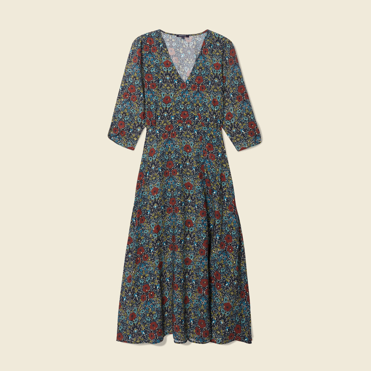 Robe longue évasée noir femme
