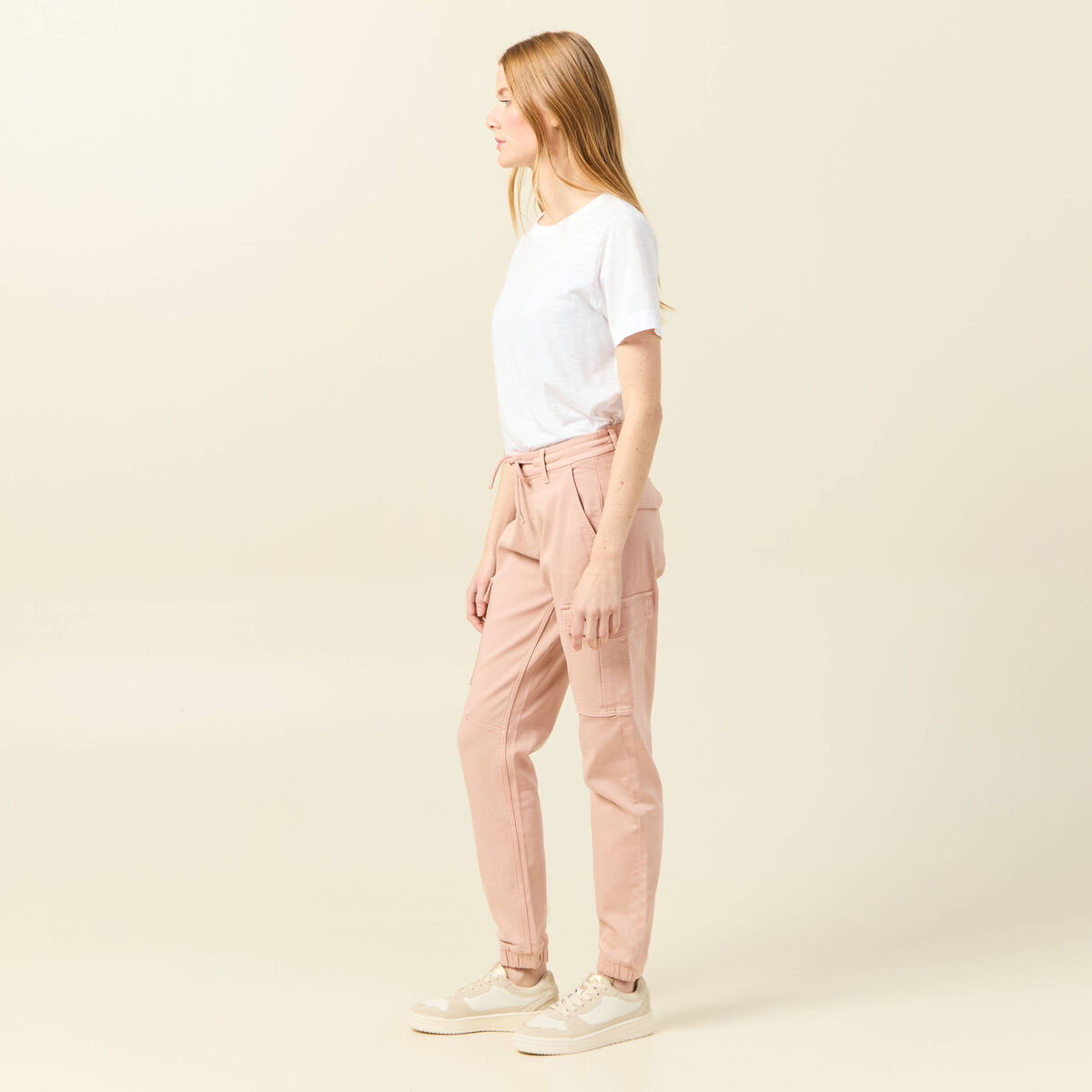 Pantalon cargo battle 7/8ème vieux rose femme
