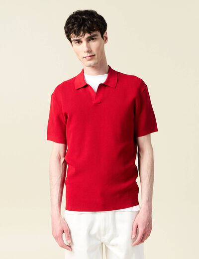 Polo cintré manches courtes rouge foncé homme