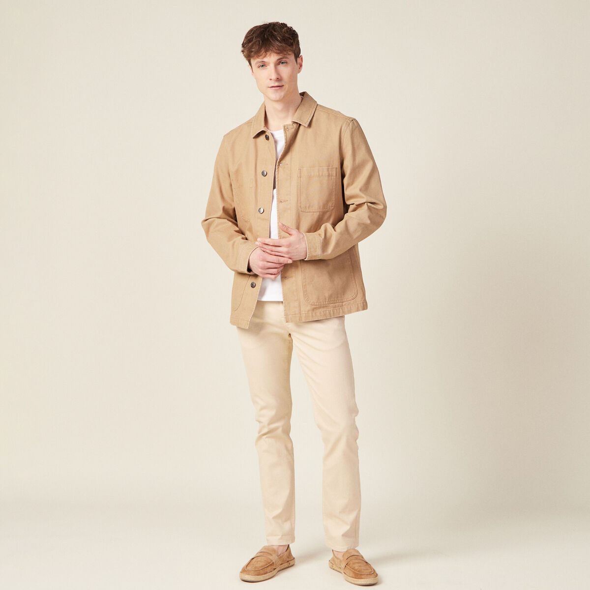 Pantalon chino slim beige homme