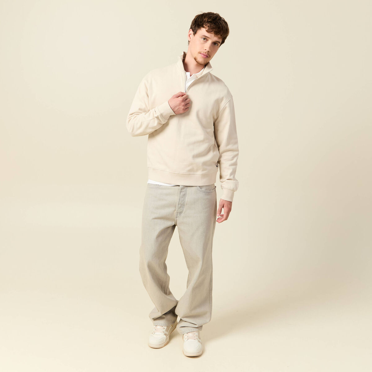 Sweat manches longues en coton sable homme