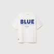 T-shirt print&eacute; en coton manches courtes ecru homme