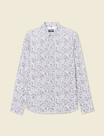 Chemise en coton manches longues blanc homme