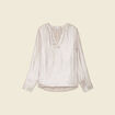 Blouse manches longues irisée gris argent femme