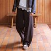 Pantalon large taille haute fluide marron fonc&eacute; femme