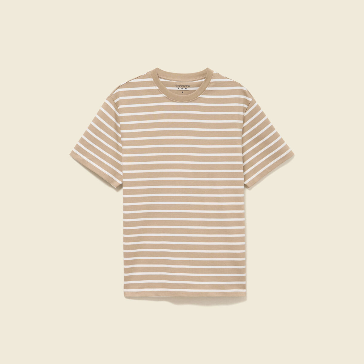 T-shirt en coton manches courtes beige homme