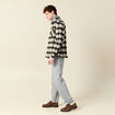 Surchemise oversize courte doubl&eacute;e vert kaki homme