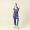 Combinaison salopette manches courtes bleu femme