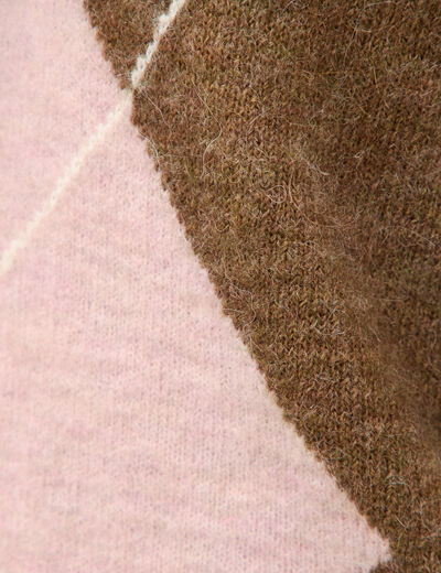 Pull droit manches longues bardot marron femme