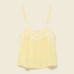 D&eacute;bardeur bretelles col v fluide jaune pastel femme