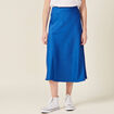 Jupe midi droite satin bleu electrique femme