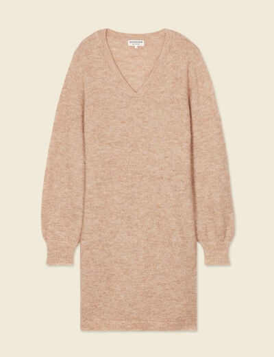 Robe pull droite taupe femme