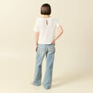 T-shirt ajour&eacute; col rond manches courtes ecru femme