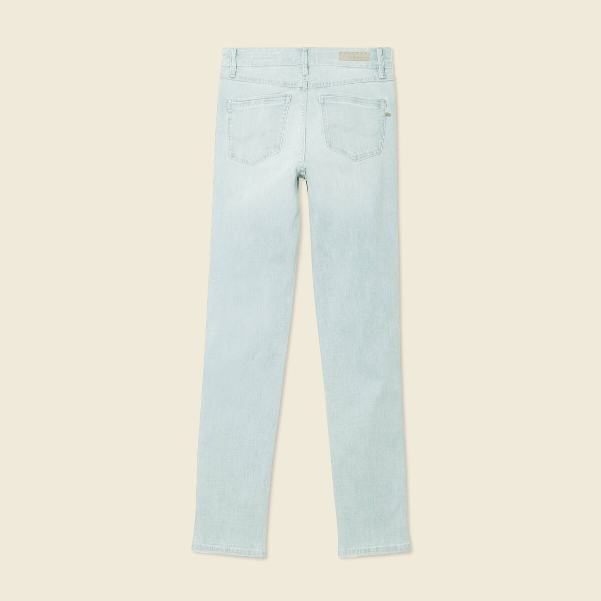 Jeans slim taille haute denim bleach femme