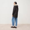 Parka droite &agrave; capuche noir femme
