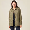 Veste droite poches àrabat vert kaki femme