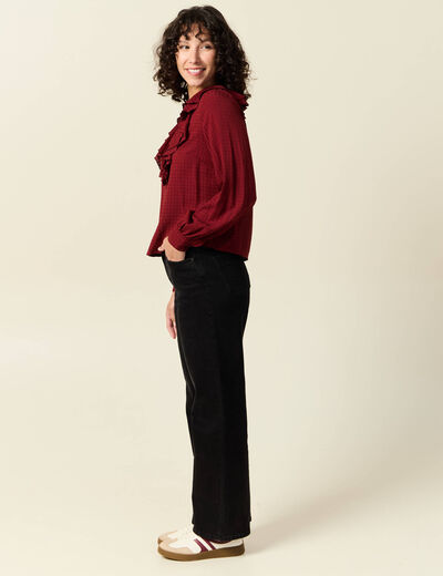 Blouse manches longues rouge fonc&eacute; femme