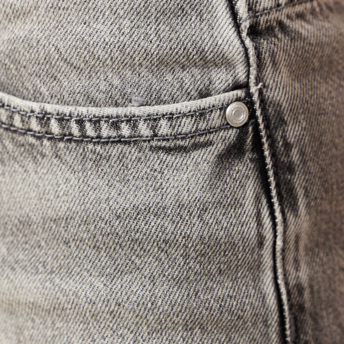 Jeans straight taille haute 7/8&egrave;me denim gris clair femme