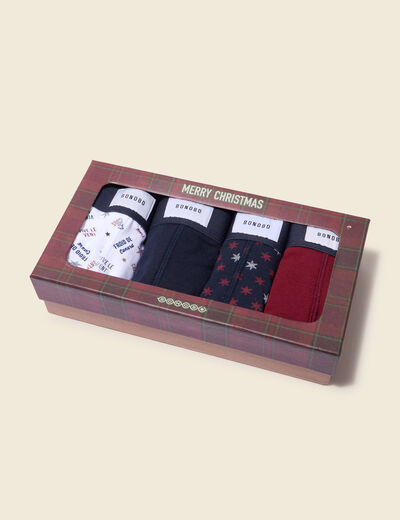 Lot de 4 boxers no&euml;l bleu marine homme